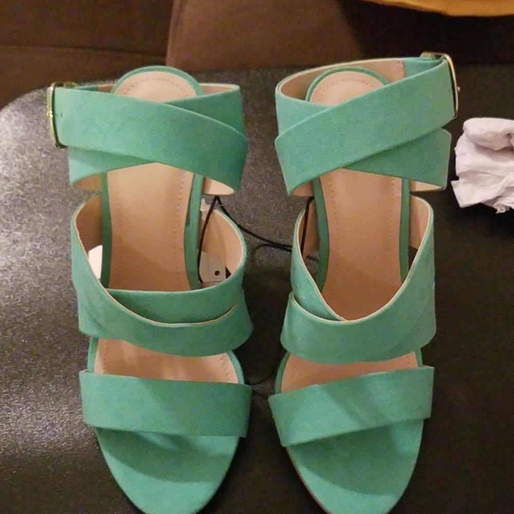 Mint green high heel sandal